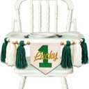 Lucky One 1st Birthday Tassel High chair Banner - St Patrick's Day Highchair Decoration, Shamrock First Birthday Party Sign, Clover Cake Smash Pennant (Green Tassel)