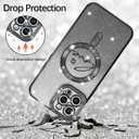 ZIYE Magnetic Case Designed for iPhone 12 Pro Glitter Case Luxury Plating Love Heart Compatible with MagSafe Clear Case with Camera Protector Protection Shockproof Cover for Women Girls-Black