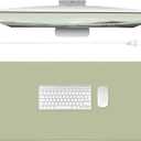 Konohan Heated Large Desk Mat PU Leather Warm Mouse Pad with 5 Heating Level & 4 Hour Auto Shut-Off Heating Keyboard Pad Warmer Gaming Mice Mat Only Supports 110v(Gray-Green Color,35.4"x 14.2")