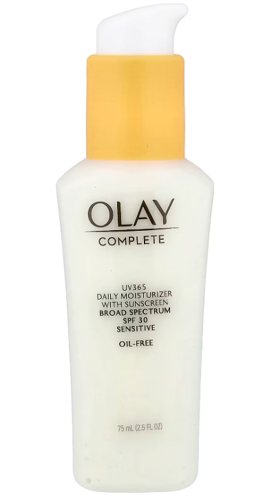 Olay Face Moisturizer, Complete with Sunscreen SPF 30, Fragrance-Free for Sensistive Skin, Broad Spectrum Sun Protection, Long-Lasting Hydration, Non-Comedogenic - Vitamin E & Aloe - 2.5 Oz - 1  Pack
