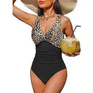 NWT Swimsuits For All Leopard & Black One Piece Full Coverage Swimsuit Women 10