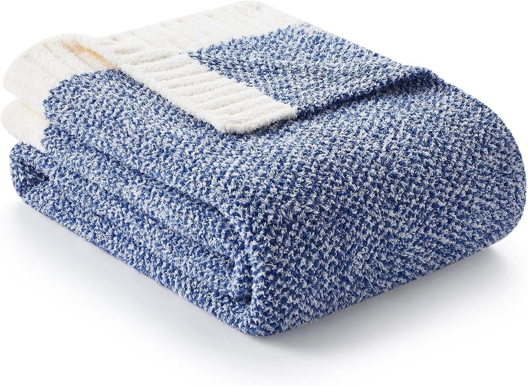 Snuggle Sac Royal Blue Throw Blankets for Couch, Super Soft Warm Blankets Cozy Knit Fuzzy Plush Lightweight Throws for Sofa, Bed,Living Room, Royal Blue, 50x60 inches