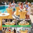 Cocktail High Top Table Covers - 32x43 Inch Fitted Spandex Round Cocktail Tablecloth for Bar Height Standing Table Cloths Reusable, for Party Wedding Banquet Event Decorations, Shiny Gold, 8 Pack