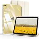 kenke Hybrid Case for iPad (A16) 11 Inch 2025, iPad 10th Generation Case 10.9 Inch 2022 with Pencil Holder, Detachable Cover with Clear Hard Back Shell, Auto Sleep/Wake, Cream White
