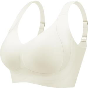 Xcutting Soft Sleep Wirefree Bras for Women Full Coverage No Underwire Everyday Bras Comfortable Sports Bras (Beige)