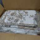 Oversized King Bedspreads 128x120 Extra Wide - Garden Floral Farmhouse Reversible California King Quilt Set Oversized, 3-Piece Lightweight Thin Comforter Coverlet Set, Cal King, Brown/White