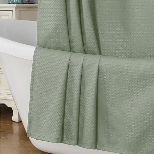 Aiyufeng Sage Green Shower Curtains for Bathroom，Dot Like Embossed Textured Waterproof Soft Polyester Cloth Shower Curtain，Hotel Spa Machine Washable，72Wx72L