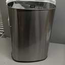 SensorCan 50 Liter / 13 Gallon Kitchen Trash Can with AC Adapter & Odor Filter  Motion Sensor Stainless Steel Garbage Bin for Home, Office, Garage  Slim Oval Shape, Large Capacity Design (Black and Silver)