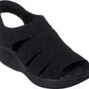 Skechers Women's PIER-LITE - MEMORY MAKER wedge sandal, Black/ Black 9 M