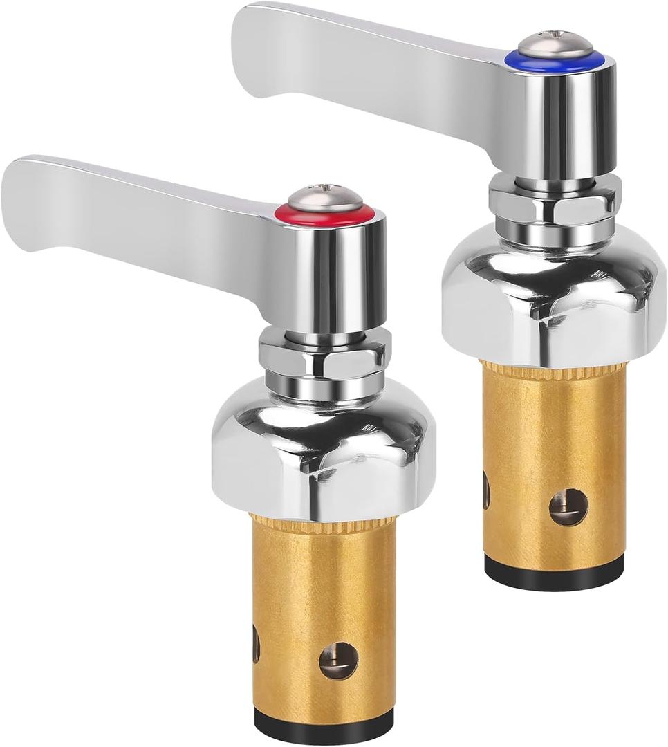 Hot and Cold Side Handle Stem Assembly, Brass Spindle Assembly Replacement Fit for All T&S Faucet Valve (Replace 002713-40 002714-40)