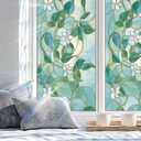 Window Privacy Film Static Cling - Stained Glass Decorative Sun Blocking Window Covering, Non-Adhesive Removable Stickers for Home & Office, 17.5" x 39.3"