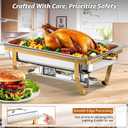 Chafing Dishes for Buffet, 9QT 5 Pack Chafing Dish Buffet Set | Stainless Steel Catering Warmer Server with 5 Full Size Pans for Home Party Wedding Buffets, Gold