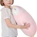 FFxiong 22" Pink Penguin Stuffed Animal Large Plush Toy Cute Soft Body Pillow Big Penguin Plushies Doll Gift for Kids Girl Boy Birthday Valentines