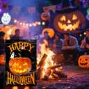 Halloween Ghost Pumpkin Garden Flag, 12X18 Inches Halloween Trick or Treat Yard Outside Home Decoration, Funny Outdoor Small Decor Double Sided