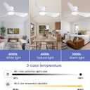 Kviflon 46 Inch Ceiling Fans with Lights, Small Flush Mount Ceiling Fan, Remote/APP Control, 3 Reversible Curved Blades, 6 Speeds, 3 CCT Dimmable Lights for Bedroom, White