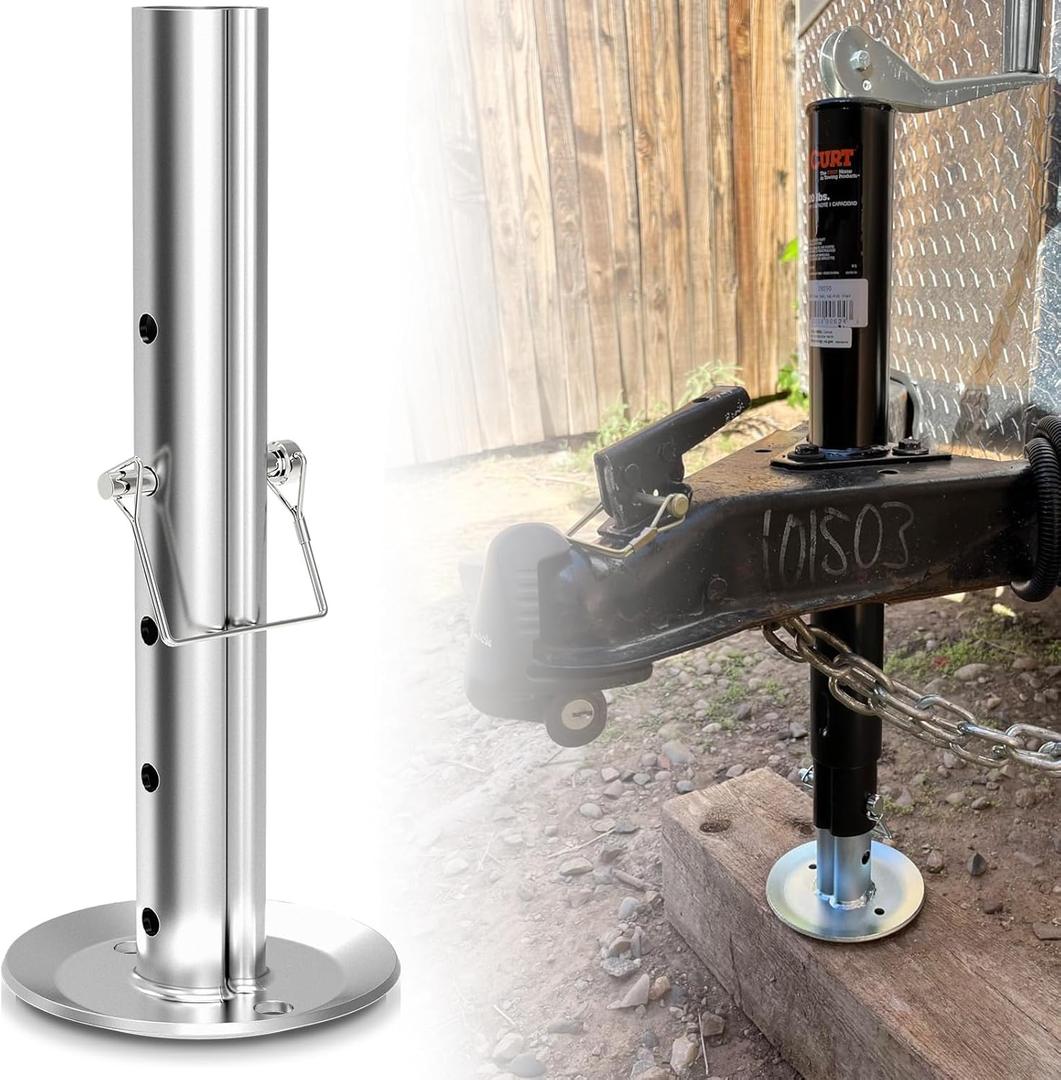 Trailer Jack Drop Leg, Adjustable Camper Jack Foot Pad, Trailer Jack Extension for 2" ID Jack Tube, 2,000 lbs W/Pin