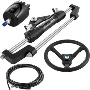 VEVOR Hydraulic Outboard Steering Kit, 90/150/300HP Helm Pump Marine Boat Hydraulic Steering System, 13.5 inch Steering Wheel with 1026 ft Hydraulic Nylon Hose Option