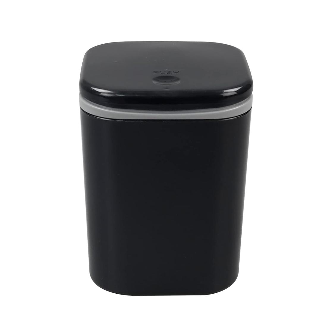 Zopnny Papelera pequea de plstico de 0.5 galones, mini papelera de escritorio, color negro