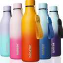 BJPKPK Insulated Water Bottles, 25 oz Stainless Steel Metal Water Bottle with Strap, BPA Free Leak Proof Jugs, Mugs, Flasks, Reusable Thermal Flasks for Sports & Travel, Sunset Orange