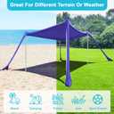Beach Tent - 10 x 10 FT Beach Canopy, Portable Beach Tent Sun Shelter UPF50 with 4 Sandbags, Anti-Wind Ropes,Ground Pegs, and Stability Poles,Outdoor Beach Shade Canopy for Camping