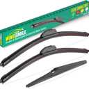 26" 16" 12" Windshield Wiper Blades Replacement for Toyota RAV4 2019 2020 2021 2022 2023 2024 RAV 4 / Mazda 5 2006-2015 Premium All Weather Front Rear Wipers Set - OEM Quality (Pack of 3)