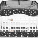 2 Pack Dog Playpen Cover and Bottom Pad Fits for 36 Inch 4 Panels Pet Playpen, Dog Crate Pad Puppy Play Pen Cover, Hoop and Loop Design (Note: Playpen Not Included). -Black