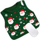 Santa Claus Sweater Mouse pad, Wireless Mouse Desktop Accessory, Non Slip Rubber Base Travel Mouse pad, Suitable for Desktop, Computer, Laptop, Office 11  11 inch. (Green Red)
