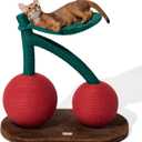 VETRESKA Cat Scratching Post, Large Cherry Cat Scratcher with Hammock, Tall Cat Scratch Interactive Toy with Natural Jute Rope for Indoor Cats, Kittens