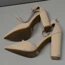 DREAM PAIRS Women's Coco High Heels Chunky Block Pumps Pointed Closed Toe Ankle Strap Dress Shoes (7.5, Nude)