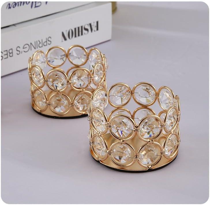 Crystal Tea Light Candle HoldersGold Candlestick Holders for Wedding Party Table Decoration Housewarming Gift2pcs