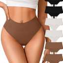 High Waisted Thongs Underwear for Women Seamless No Show Panties Soft Tagless High Cut Ladies Thong 6 Pack (XL)