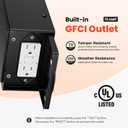 Gleamz Motion Sensor Outdoor Wall Light, Black Porch Light with GFCI Outlet, Waterproof Outdoor Light Fixture with Outlet, Front Door Light with Seeded Glass, Exterior Wall Lantern for Garage, Patio