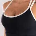 Color Block Sports Bra 62643 Black+Burgundy Red+Navy Blue, Size S