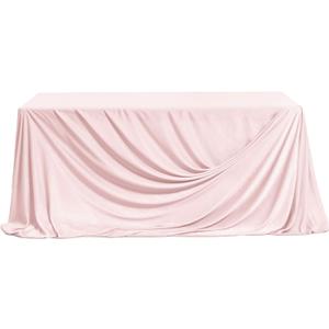 Ling's moment Pink Wedding Table Cloths in Velvet-Like Fabric, 9ft x 11ft, Fits 4ft/6ft Rectangular/Round Sweetheart&Head Table for Wedding Reception, Bridal Shower, Birthday Decoration