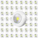 Macarrie 50 Pcs Push Tap Light 2.68" Mini Night Touch LED Puck Lamp Wireless Portable Under Cabinet 60 Lumens Battery Operated Stick on Lights for Counter Wall Closet Kitchen (White)