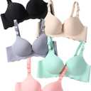 Pack of 5,Women Comfort No Wire Bras Seamless No Show Bra Pack (38B)