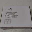 LunchBots Large Cinco Stainless Steel Lunch Container - Five Section Design Holds a Variety of Foods - Metal Bento Box - Dishwasher Safe - Stainless Lid - Blue Dots