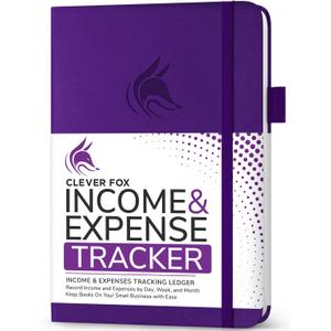 Clever Fox Income & Expense Tracker  Accounting & Bookkeeping Ledger Book for Small Business  1-Year Record Notebook, A5 (Purple)