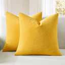 MIULEE Yellow Couch Pillow Covers 18x18 Inch, Set of 2 Soft Chenille Spring Decorative Square Throw Pillow Covers Farmhouse for Sofa Living Room Bed