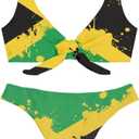 LedBack Cool American Flag Print Women's Sexy Bikini Thong Bandage Swimsuit Tie Knot Front Swimwear Set 2Pcs, M