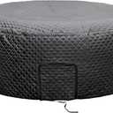 Tlswshsy 85'' x 27'' Insulated Inflatable Hot Tub Thermal Cover, Energy Efficient Hot Tub Cover with Handles and Straps, Portable Hot Tub Spa Full Coverage for Keeping Warm and Dustproof (Black-Round)