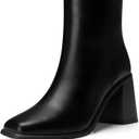 Women Heel Ankle Boots: 2.91 In Chunky Heels, Fashion Square Toe Short Boots, 2025 Fall Winter Booties for Night out, Office, Company, Business, Weekend, Trip, Vacation (Black) 7.5