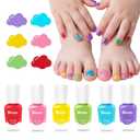 Quick Dry Kids Nail Polish Set, Non-Toxic Toddler Nail Polish, Water-Based Peelable Fingernail Polish for Kids, 6 Color Rainbow Nails Polish for Party, Holiday Favors, Party Favors (6-pcs Funny Theme)