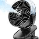 SWEETFULL Portable Misting Clip On Fan, USB-C Rechargeable Mini Personal Cooling Fan with 4 Speeds, 360° Rotatable, Quiet Cooling for Outdoor, Camping, Golf Cart, Travel, Stroller & Desk (Black)