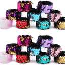 Childom 20 Pack Slap Bracelets 2-Color Reversible Charm Bracelets stage sequins horsetail buckle color ball head hair accessories hair accessories Magic Wristband