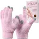 MoyRetty Touchscreen Silicone Moisturizing Gloves for Dry Hands Overnight, Reusable Hand Spa Gloves with Vitamin E & Jojoba Oil-Pink