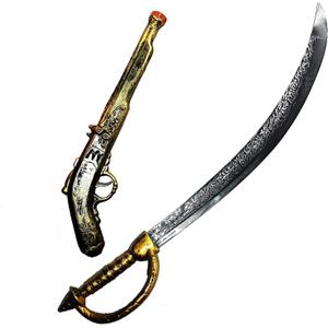 JOYIN 28 Inches Pirate Sword and 16 Inches Pirate Pistol Set,Halloween Party Costume Accessories
