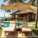 HOMSHADE 9ft Hula Thatched Hawaiian Style Tiki Umbrella with Crank & Tilt, UPF 50+ Nylon Thatch & 220GSM Polyester Canopy, 8 Heavy-Duty Steel Ribs for Outdoor, Patio, Beach, Pool, Backyard, Garden