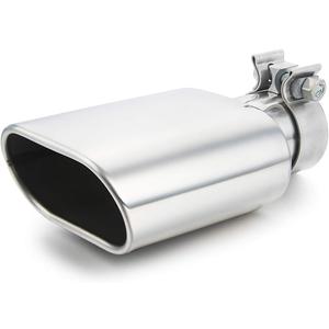 A-KARCK Square Exhaust Tip 3" Inlet, Coating Rectangle Exhaust Tailpipe Tip 3" x 5.5" Outlet 9.5" Long, Clamp on Designsilver