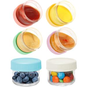 6 Pack Salad Dressing Container To Go, 1.7oz Small Glass Dressing Containers with Lids,Glass Condiment Containers for Lunch Box, Dipping Sauce Containers for Food, Salad Jars with Lids Meal Prep
